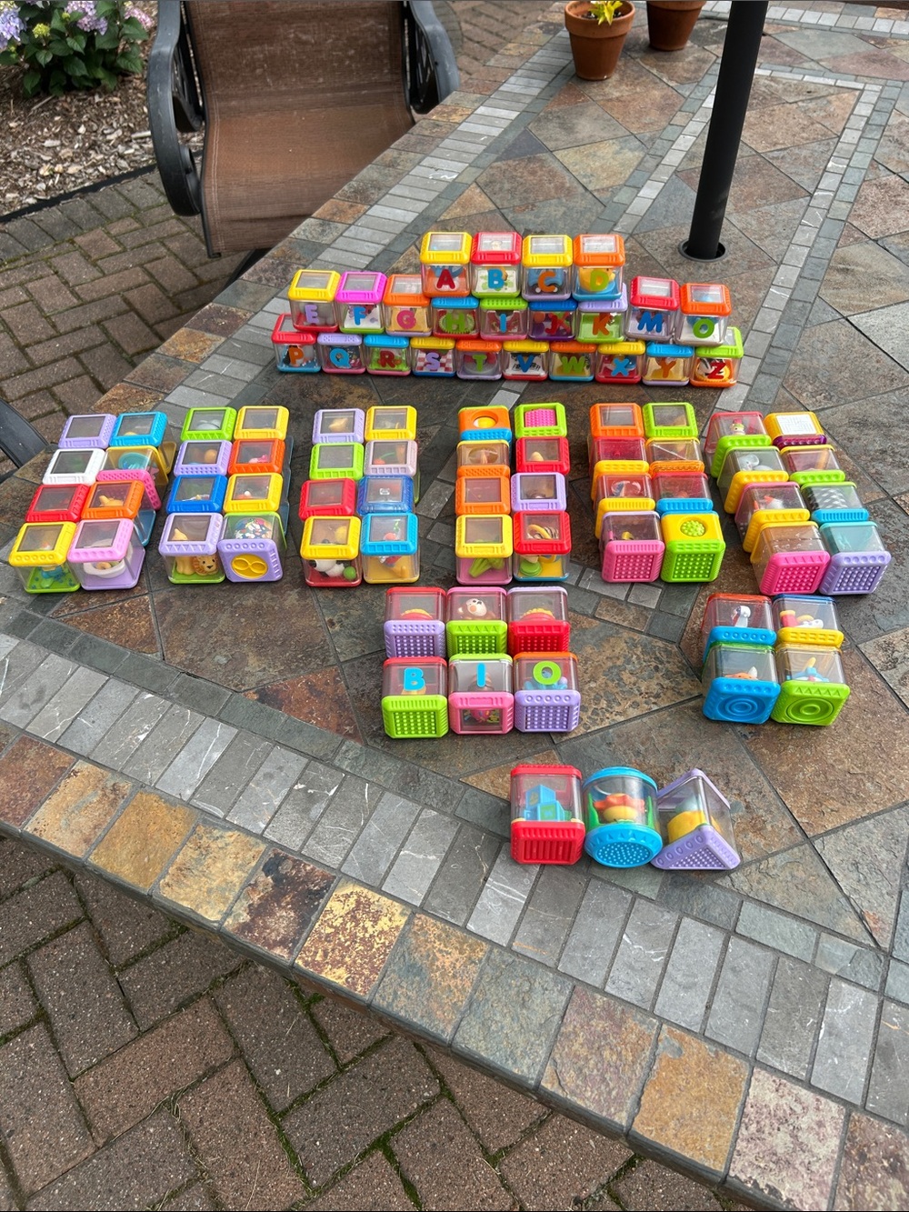 Vintage Fisher Price Peek A Boo Colorful Alphabet and Sensory Toy Blocks Lot‎ 84